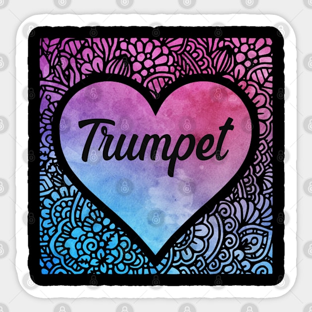 Trumpet watercolor mandala heart. Perfect present for mom dad friend him or her Sticker by SerenityByAlex